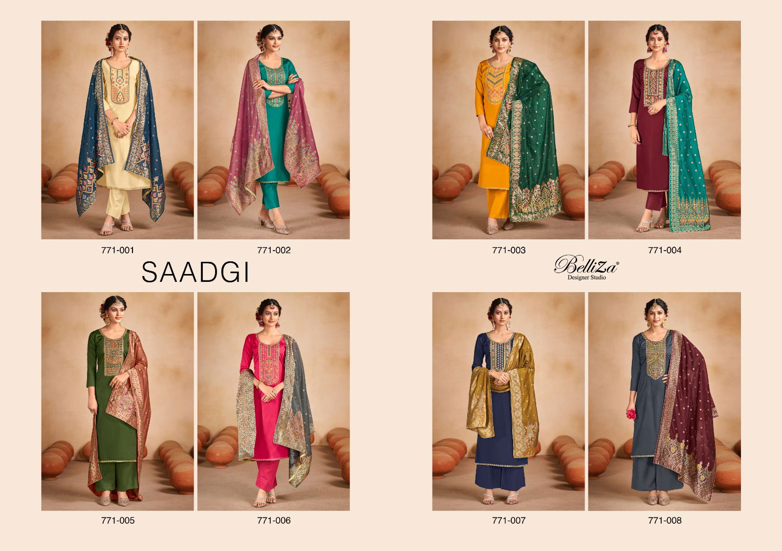 Saadgi By Belliza 771-001 To 771-008 Cotton Dress Material Catalog